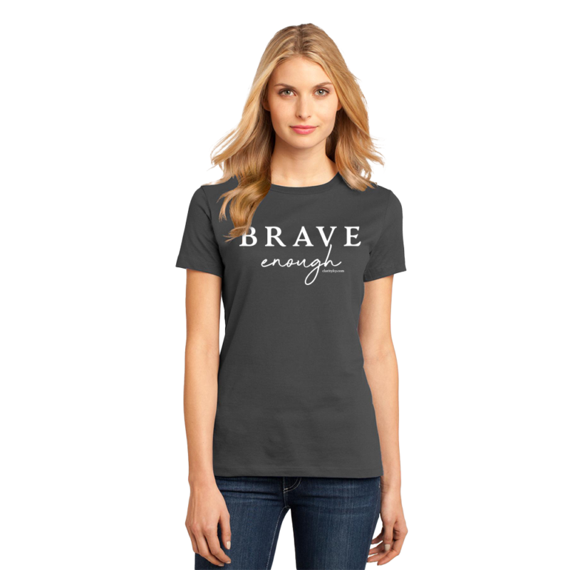 blond woman wearing charcoal graphic tee graphic design logo websites