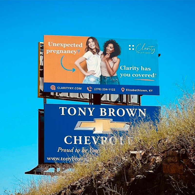 billboards against blue sky graphic design logo websites