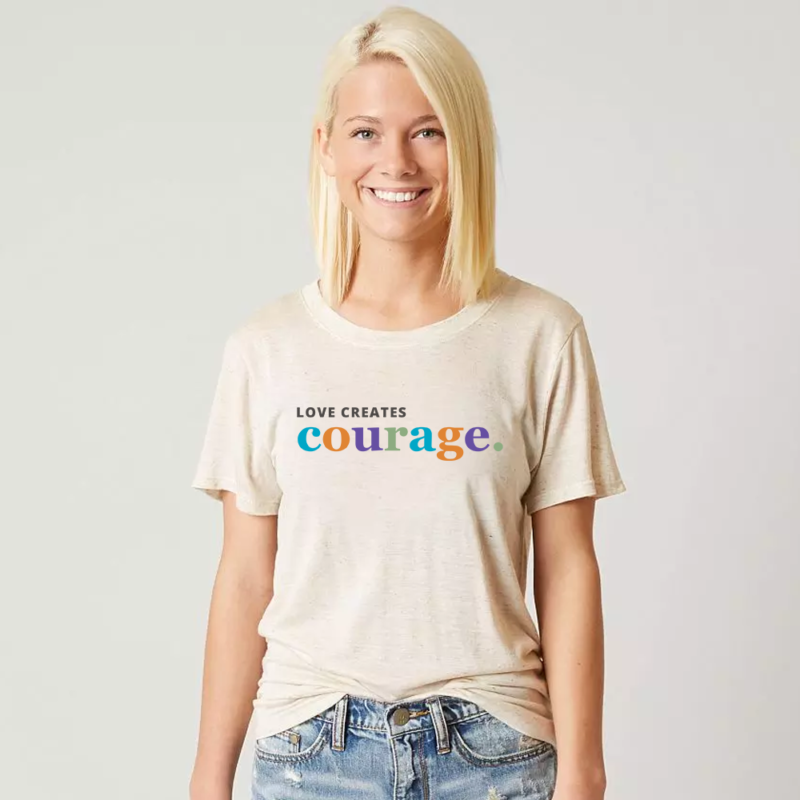 blonde woman wearing graphic tee graphic design logo websites