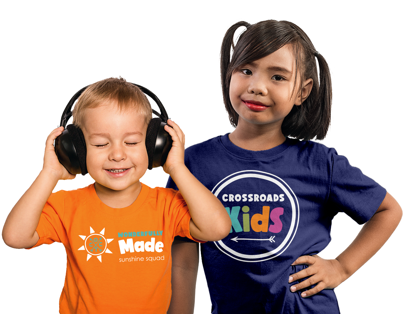 young boy and girl wearing logo shirts graphic design logo websites